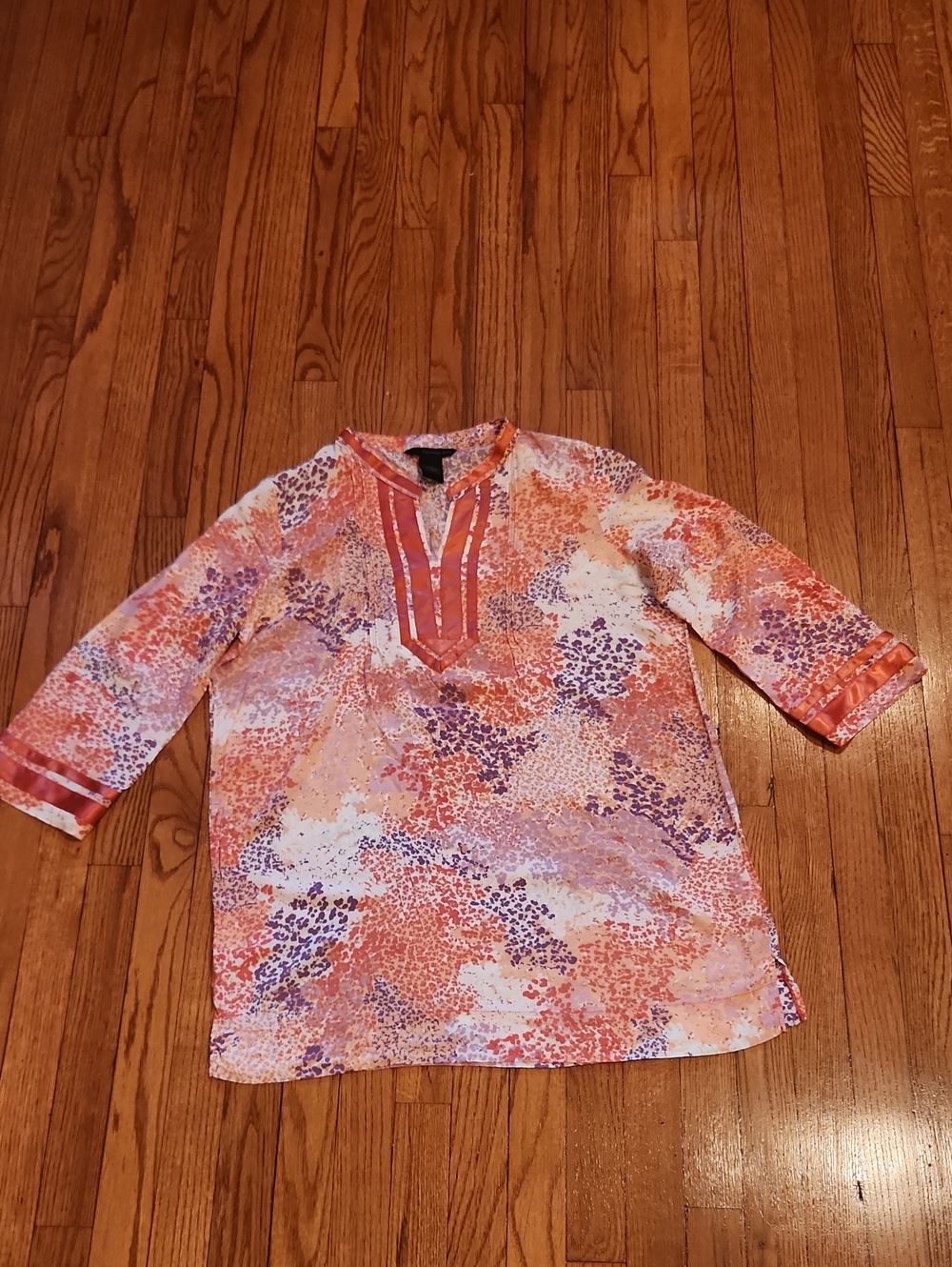 Calvin Klein Jeans Orange and Purple Printed Women's Tunic Blouse